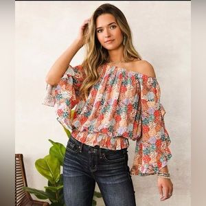 WILLOW & ROOT Patchwork Ruffle Top